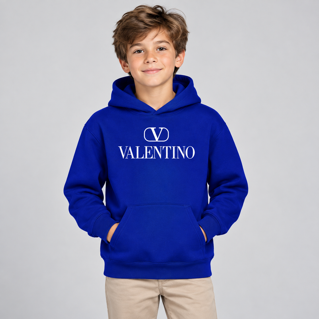 Youth Kids Valentino Pullover Hoodie | Color: Royal Blue | View 3