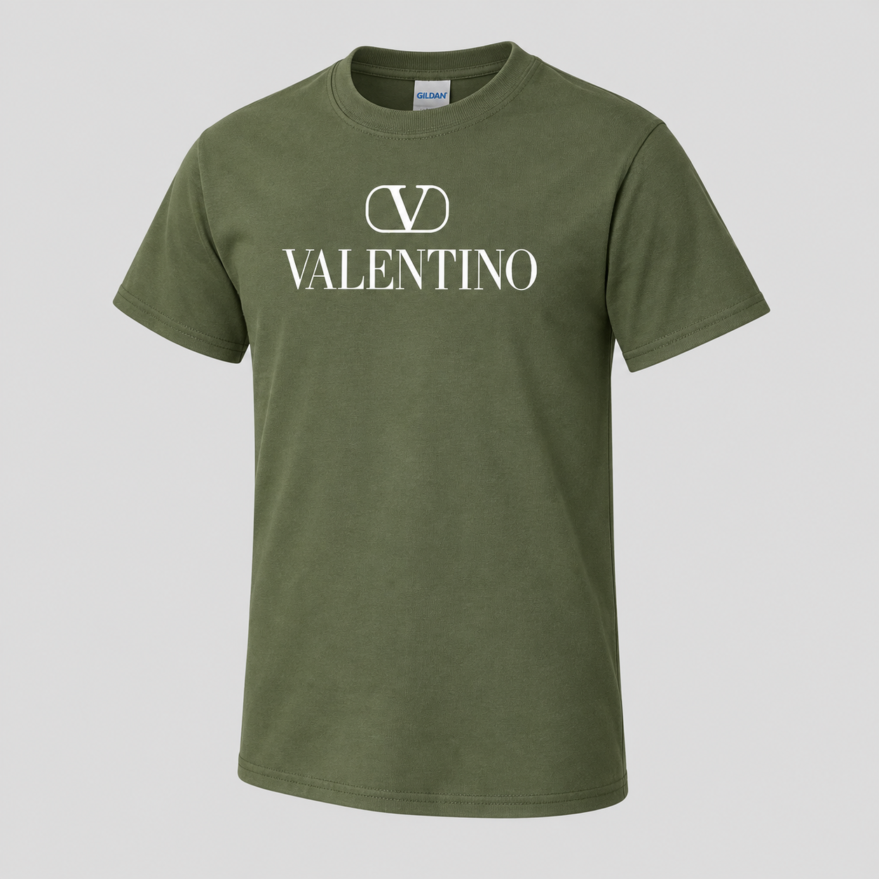 Youth Kids Valentino Cotton T-Shirt | Color: Army Green | View 1