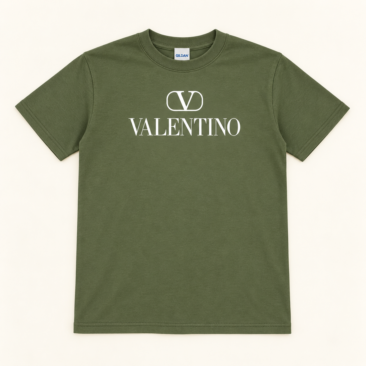 Youth Kids Valentino Cotton T-Shirt | Color: Army Green | View 2