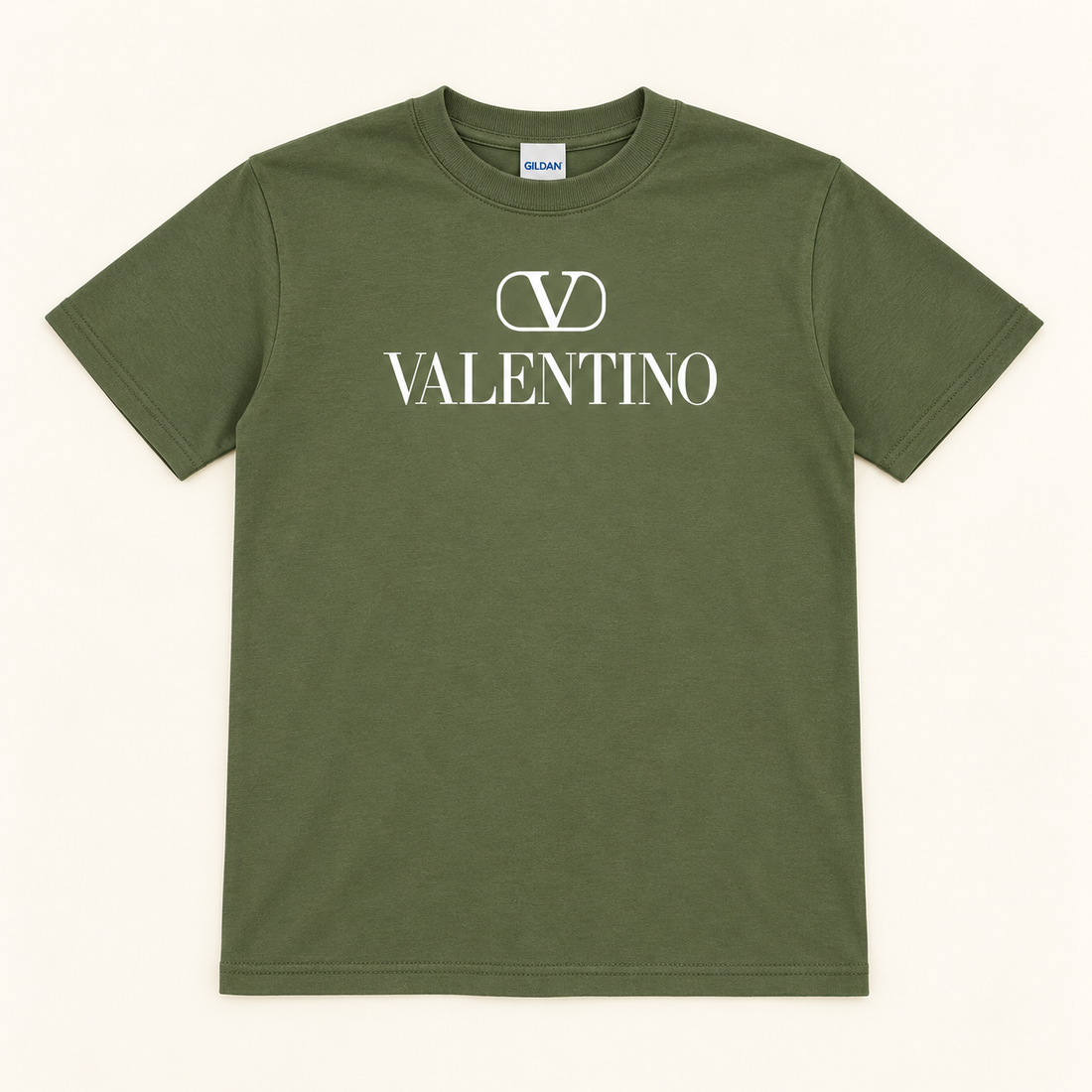 Youth Kids Valentino Cotton T-Shirt | Color: Army Green | View 2