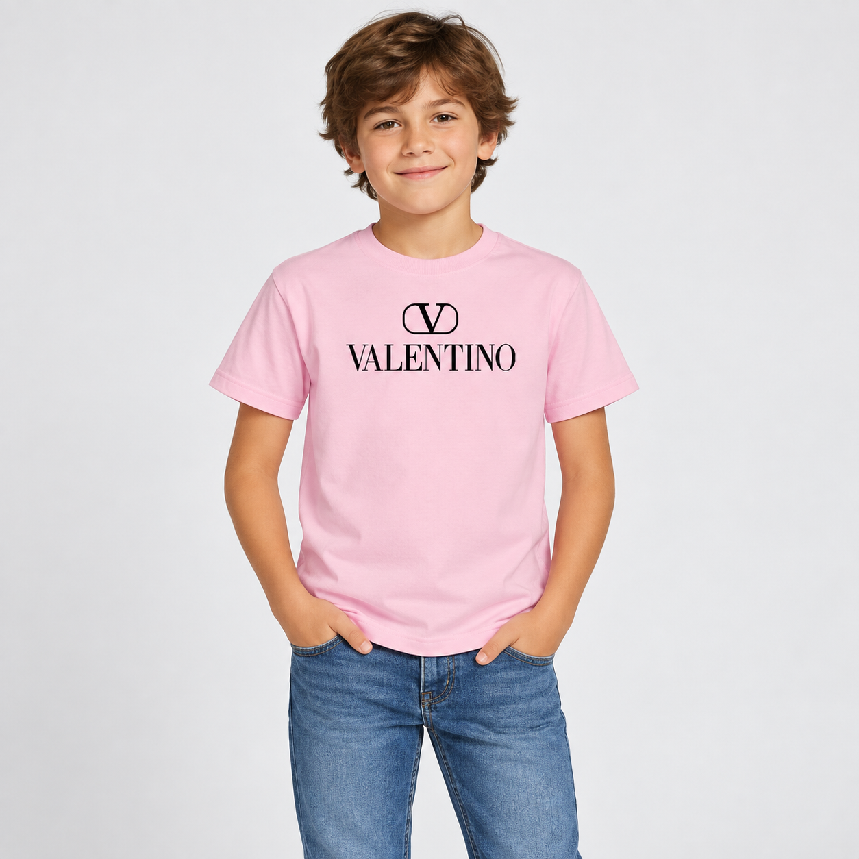 Youth Kids Valentino Cotton T-Shirt | Color: Pink | View 3