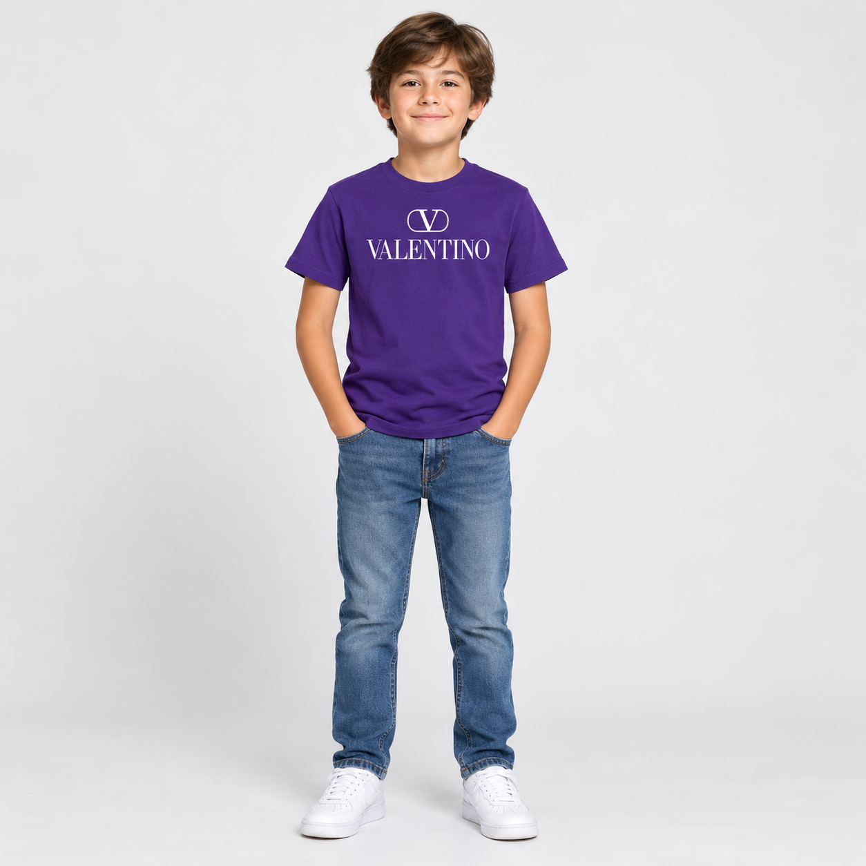 Youth Kids Valentino Cotton T-Shirt | Color: Purple | View 3