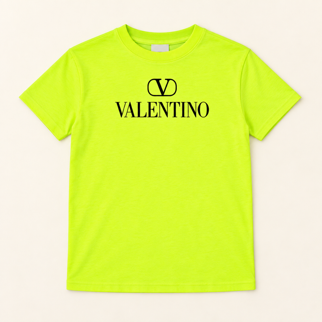Youth Kids Valentino Cotton T-Shirt | Color: Safety Green | View 2