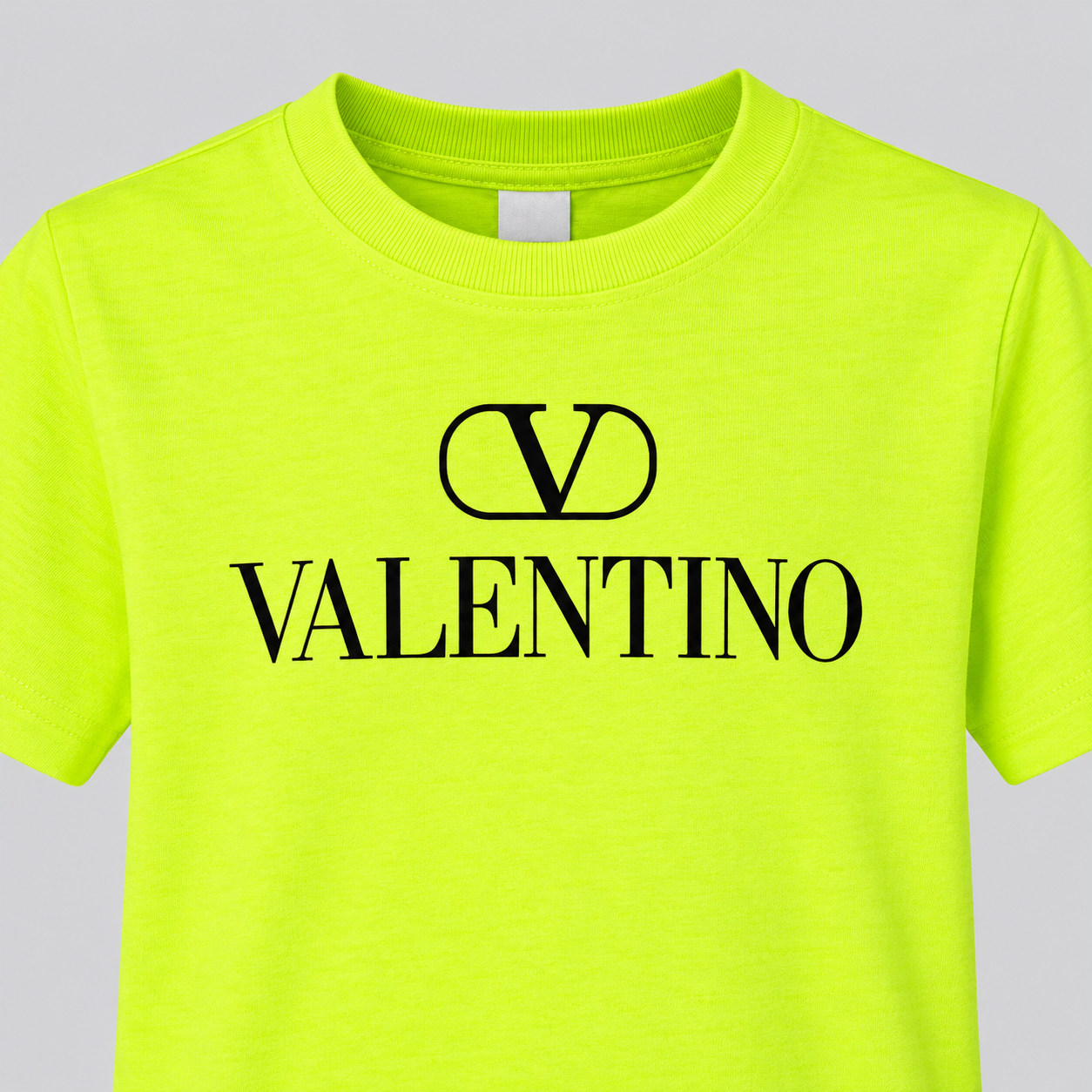 Youth Kids Valentino Cotton T-Shirt | Color: Safety Green | View 5