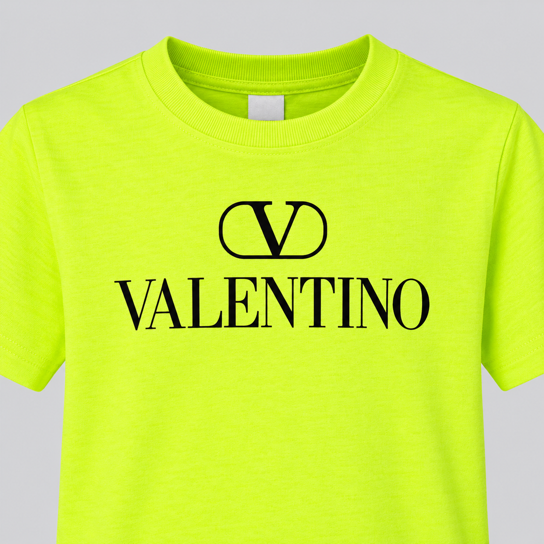 Youth Kids Valentino Cotton T-Shirt | Color: Safety Green | View 5