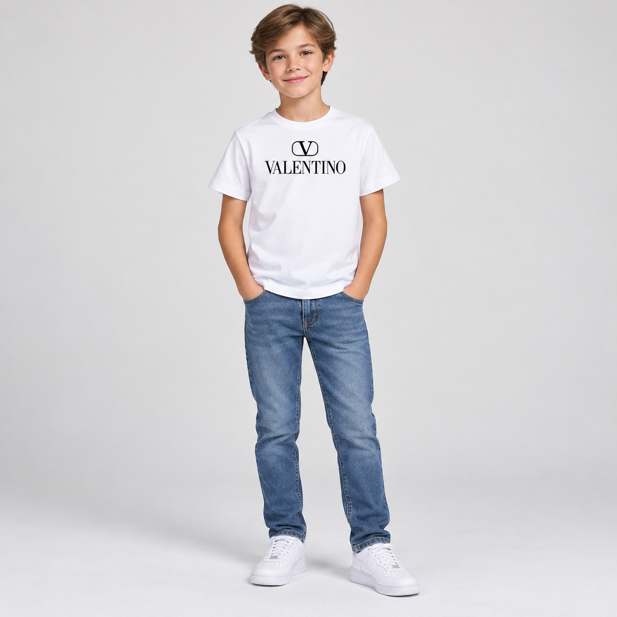 Youth Kids Valentino Cotton T-Shirt | Color: White | View 3