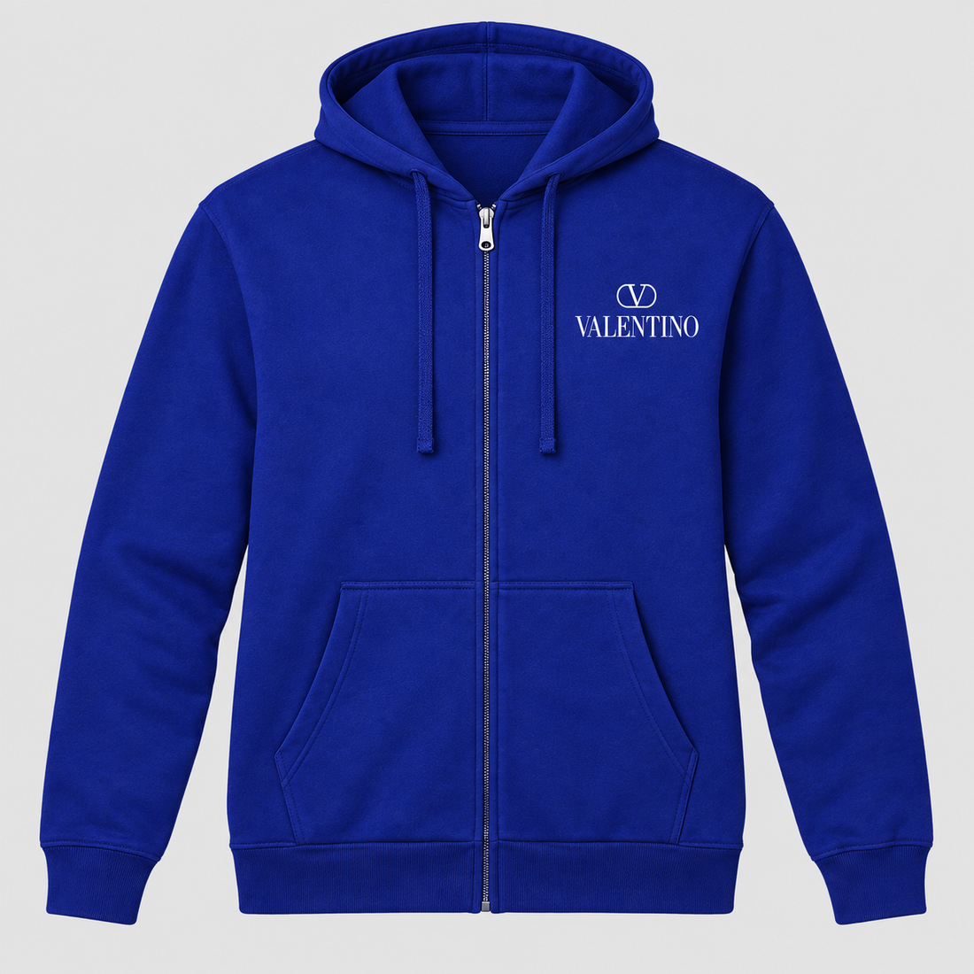 Men's Valentino Zipper Hoodie | Color: Blue | View 1