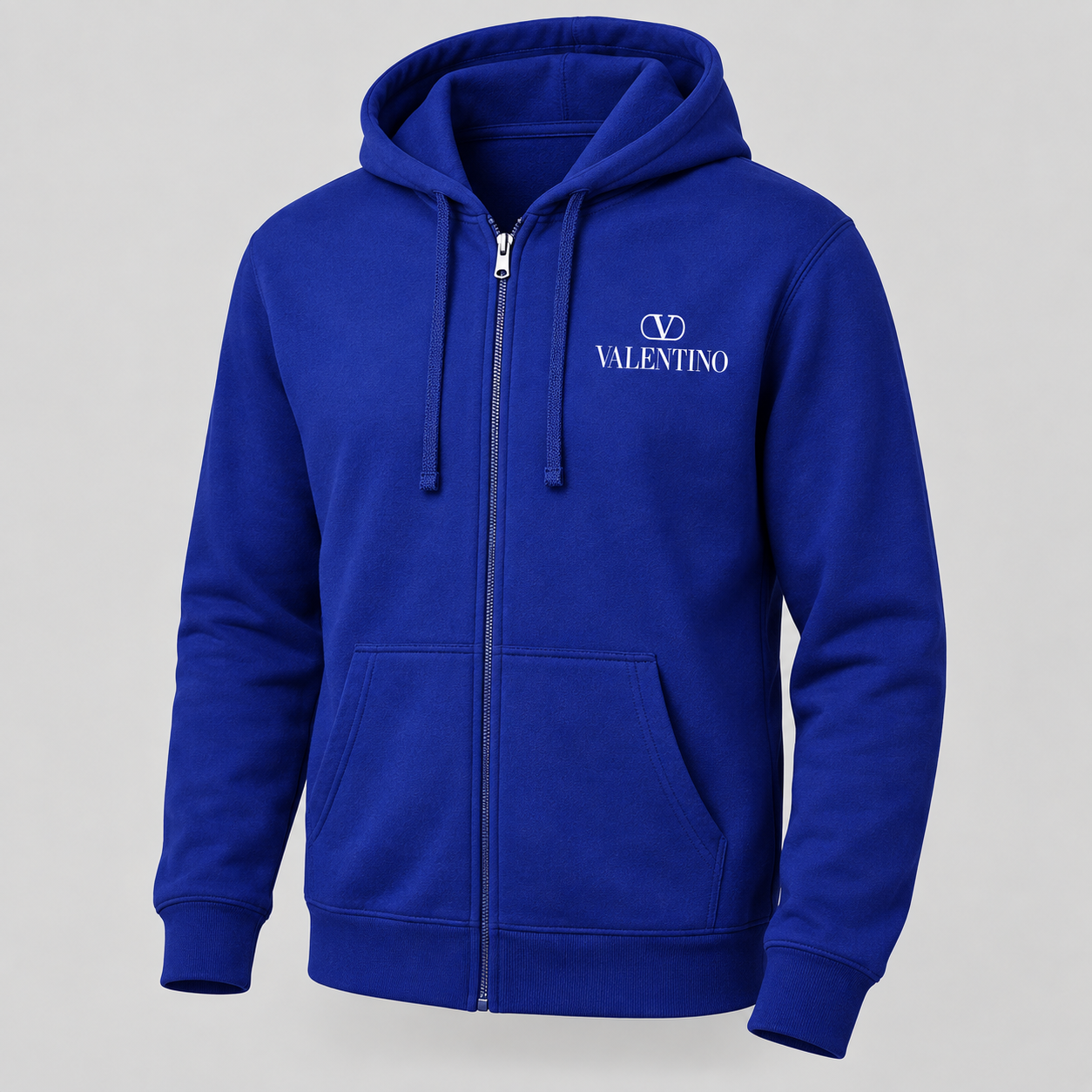 Men's Valentino Zipper Hoodie | Color: Blue | View 5