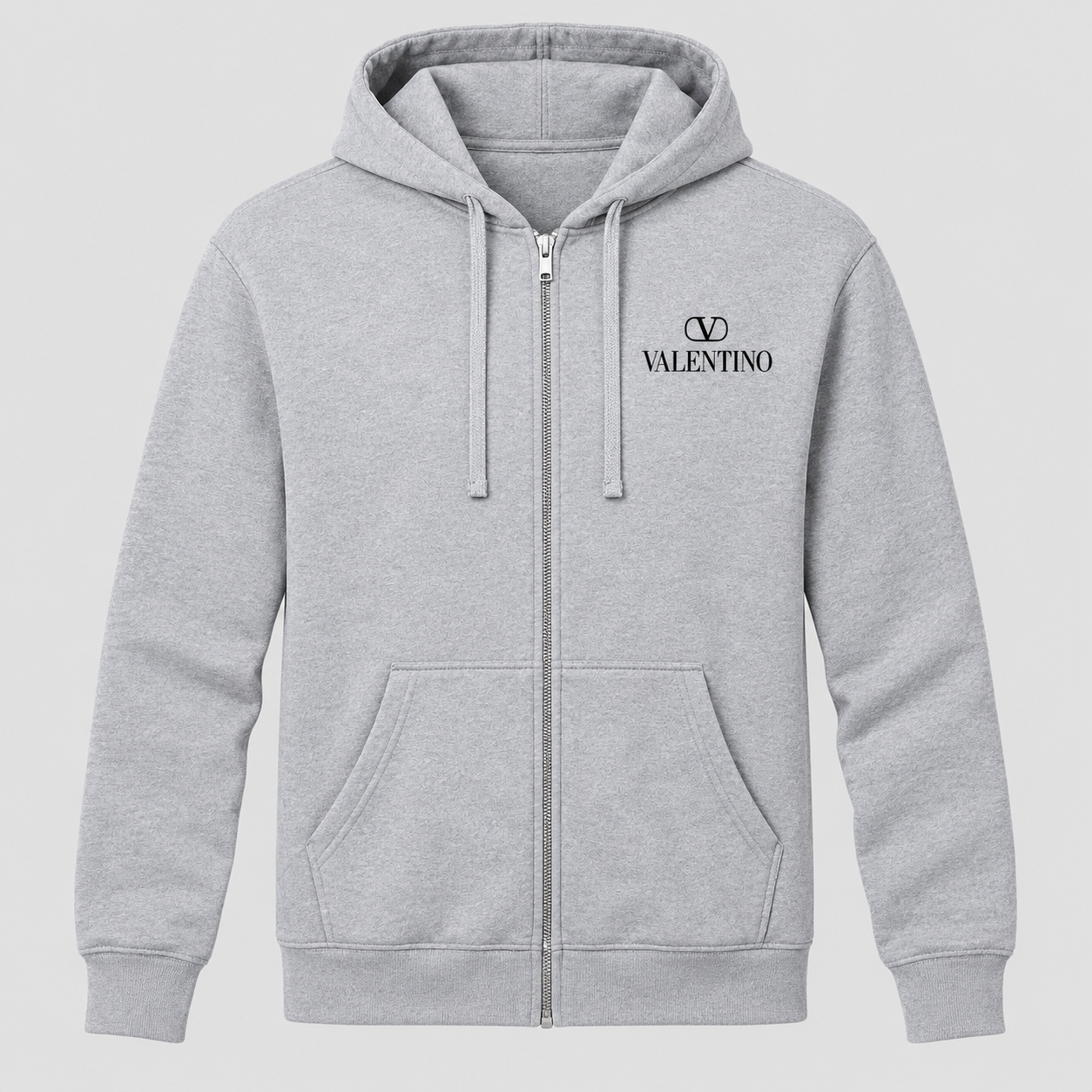 Men's Valentino Zipper Hoodie | Color: Grey | View 1