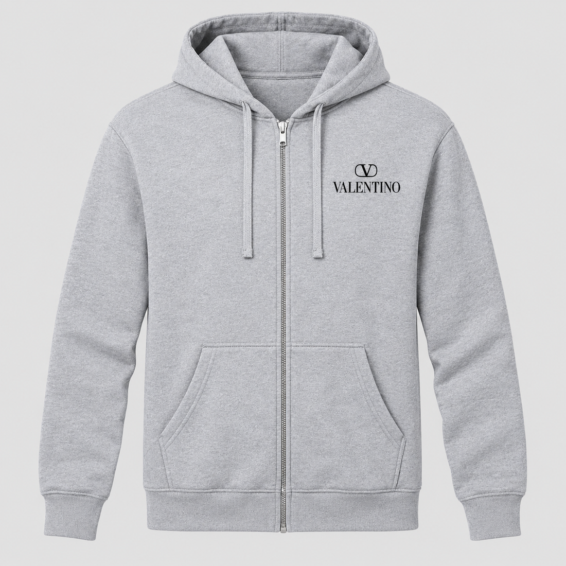 Men's Valentino Zipper Hoodie | Color: Grey | View 1