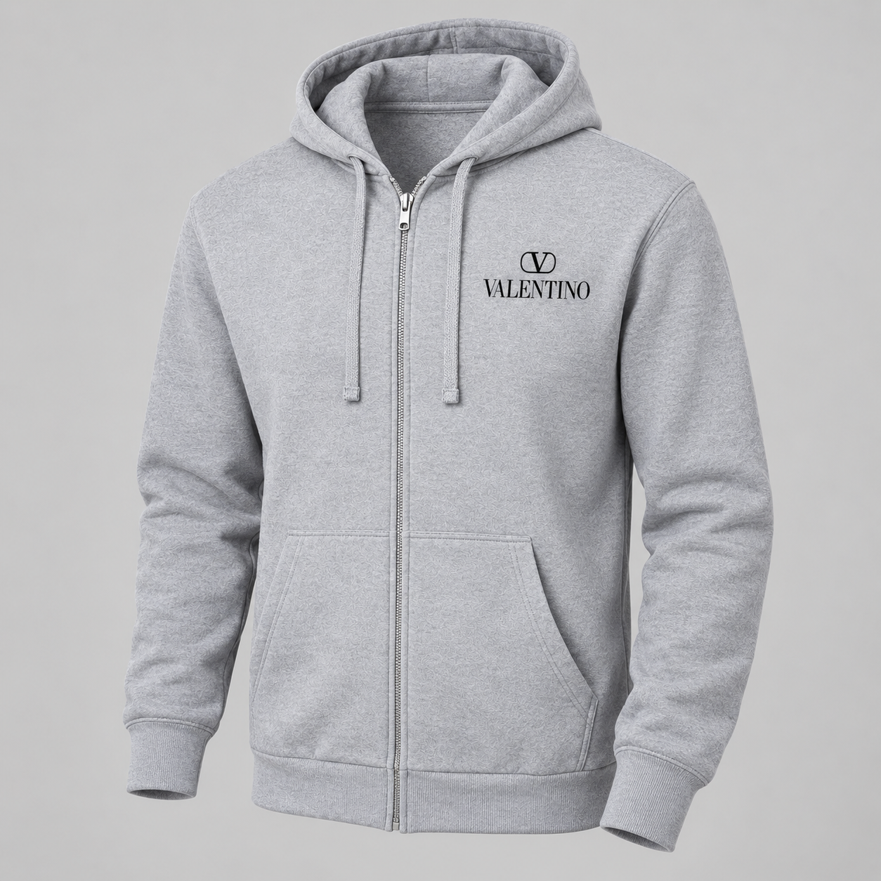 Men's Valentino Zipper Hoodie | Color: Grey | View 5