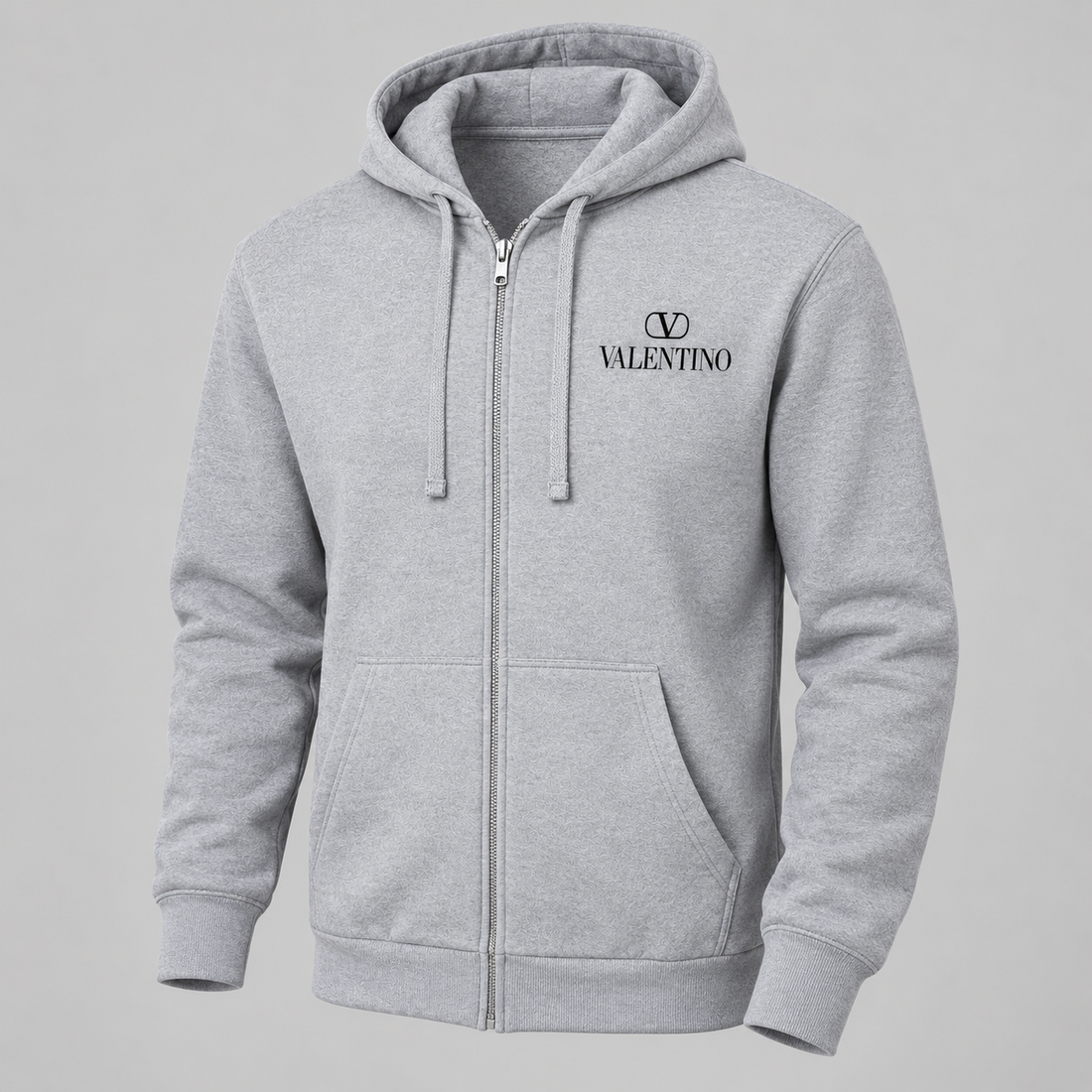 Men's Valentino Zipper Hoodie | Color: Grey | View 5