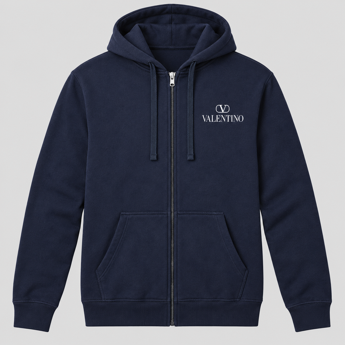 Men's Valentino Zipper Hoodie | Color: Navy | View 1