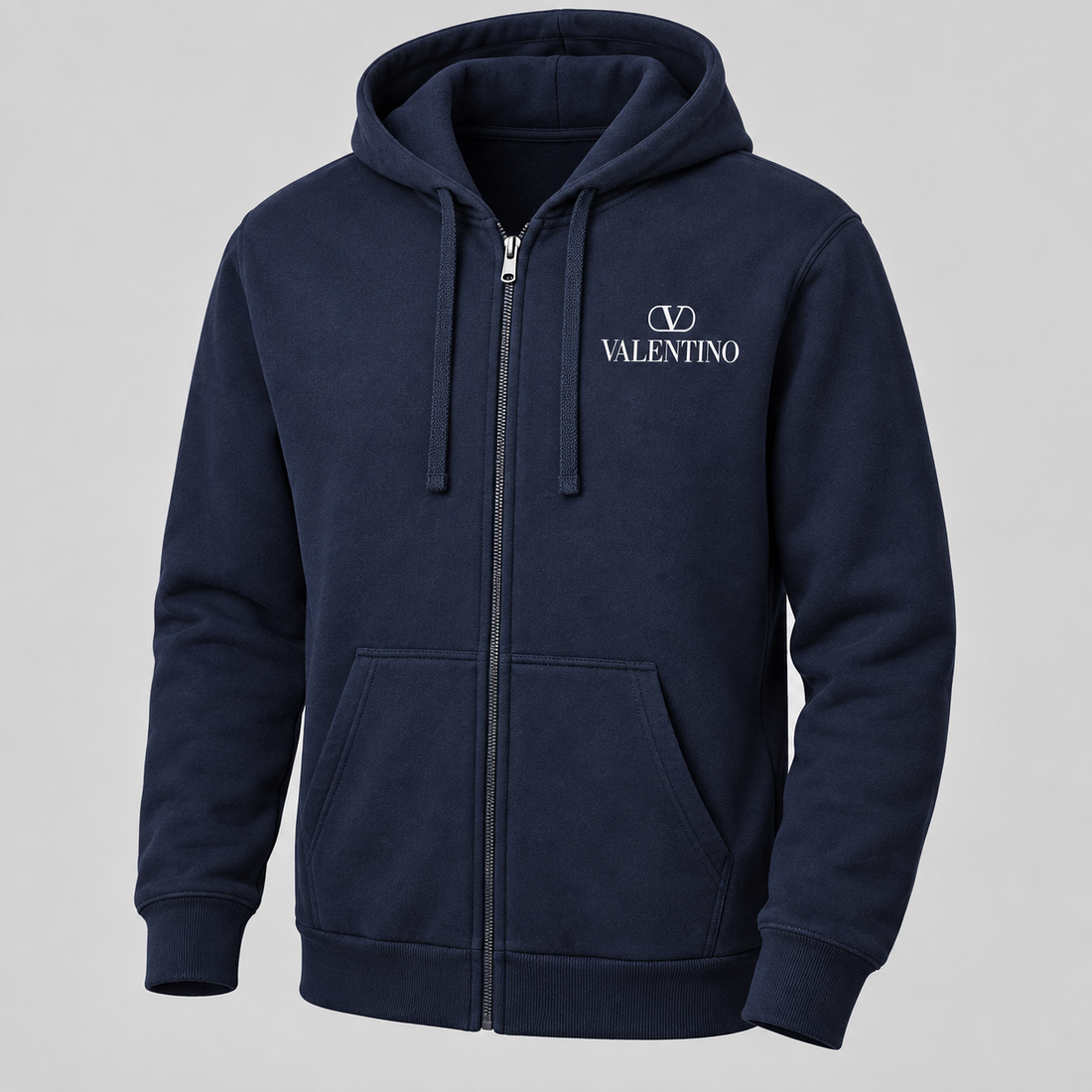Men's Valentino Zipper Hoodie | Color: Navy | View 5