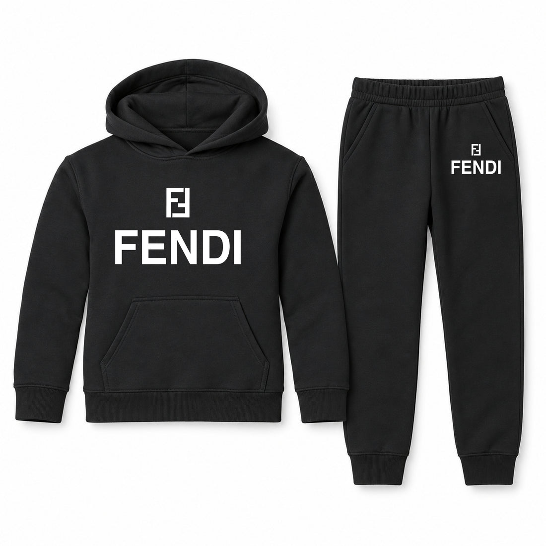 Fendi Youth Hoodie Jogger Set | Black | Youth Large, ages 10–12