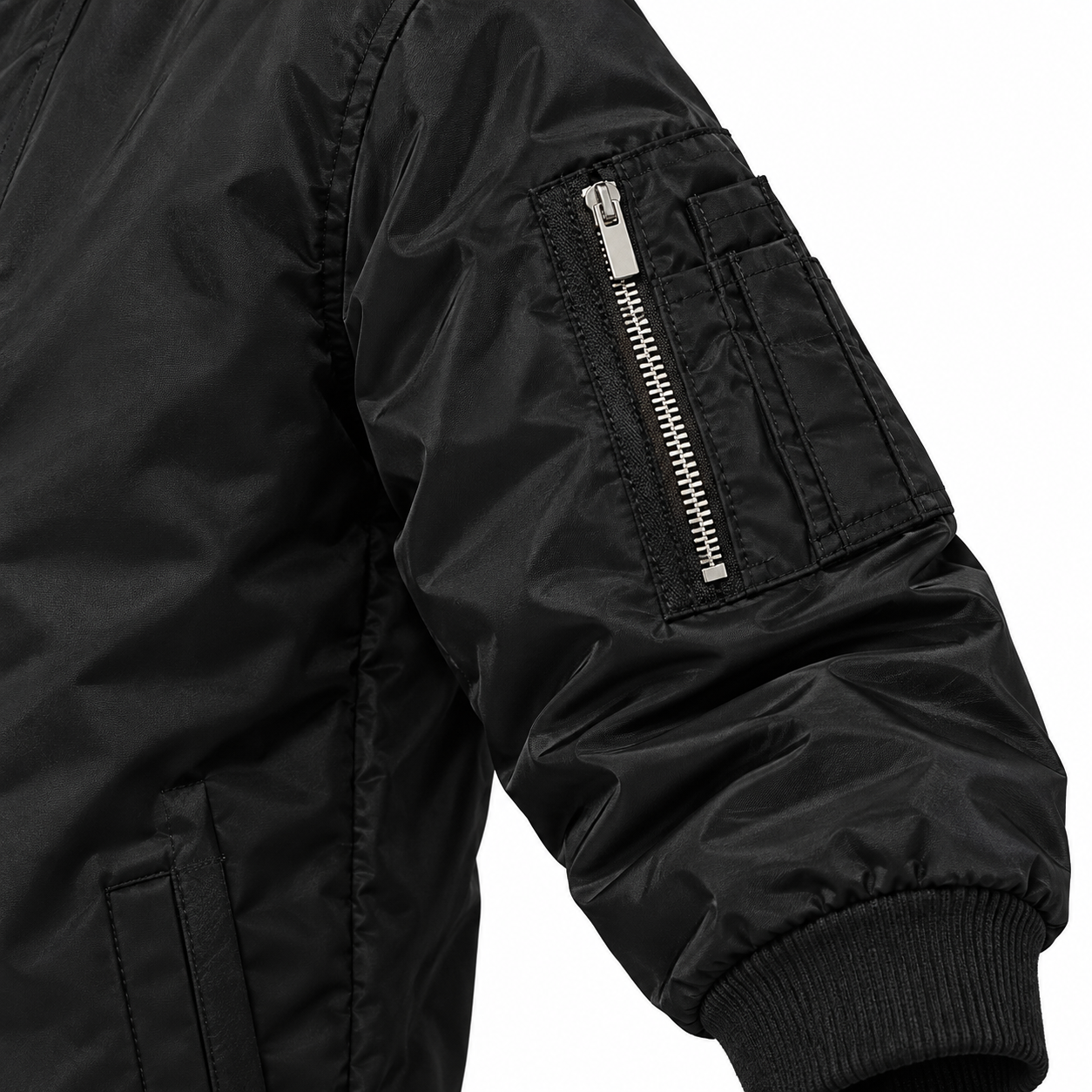 Men's Fendi Lightweight Bomber Jacket Windbreaker Softshell Varsity Jacket Coat | Color: Black | Image 4