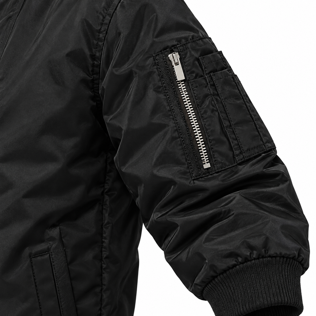 Men's Fendi Lightweight Bomber Jacket Windbreaker Softshell Varsity Jacket Coat | Color: Black | Image 4