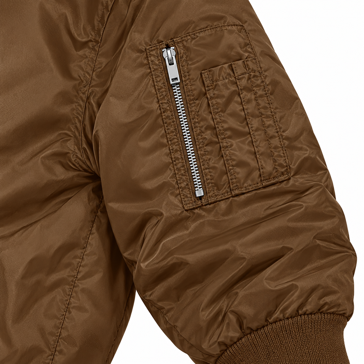 Men's Fendi Lightweight Bomber Jacket Windbreaker Softshell Varsity Jacket Coat | Color: Brown | Image 4