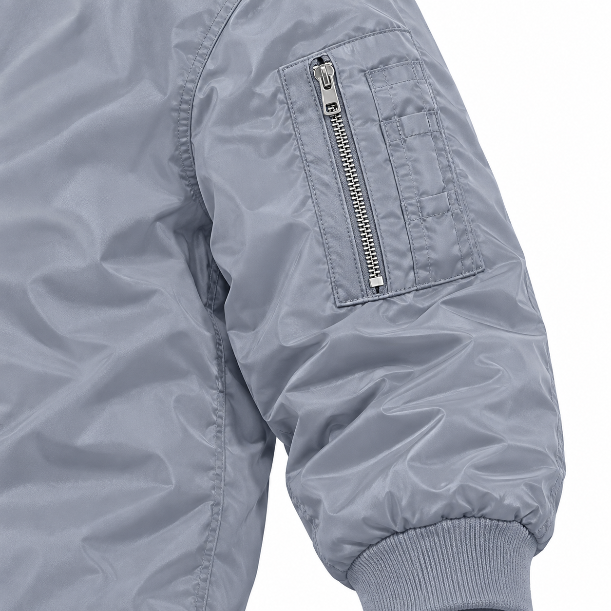 Men's Fendi Lightweight Bomber Jacket Windbreaker Softshell Varsity Jacket Coat | Color: Grey | Image 4