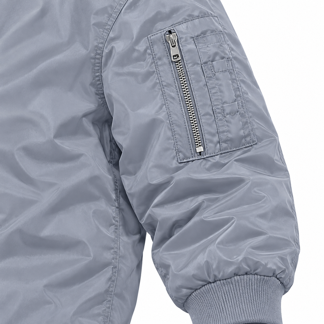 Men's Fendi Lightweight Bomber Jacket Windbreaker Softshell Varsity Jacket Coat | Color: Grey | Image 4
