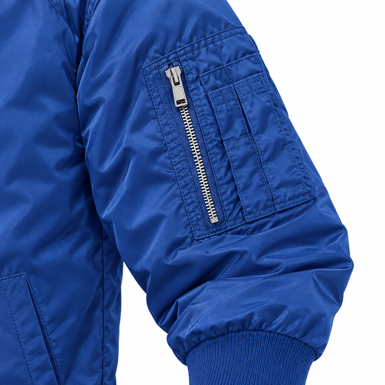 Men's Fendi Lightweight Bomber Jacket | Color: Royal Blue | Image 4