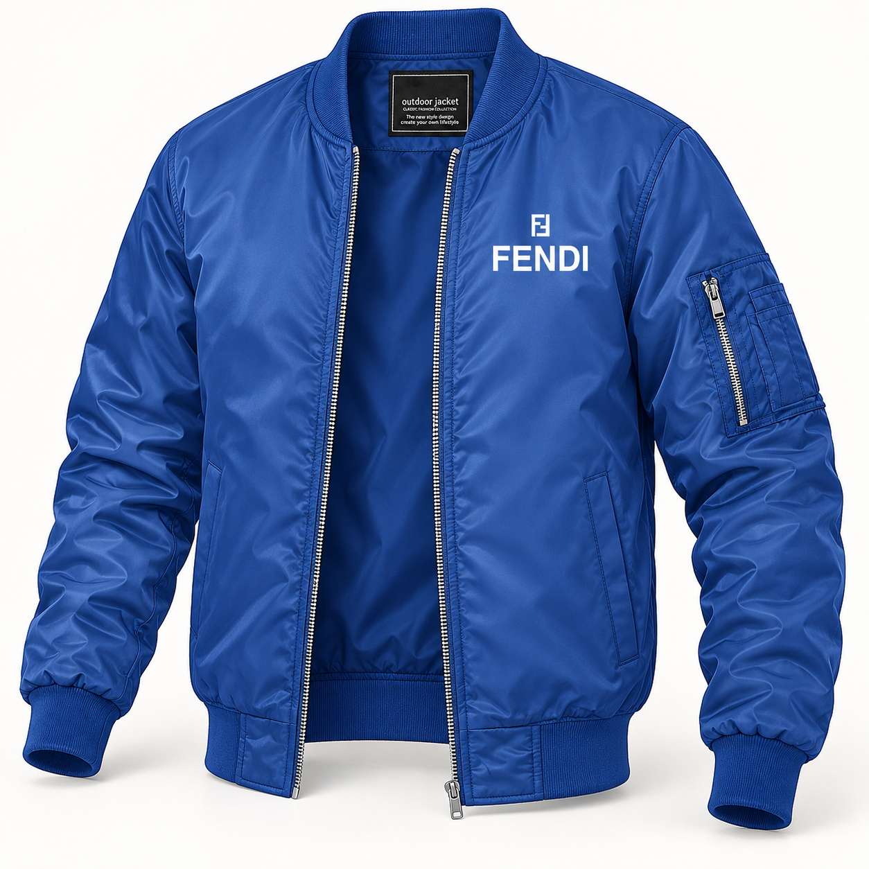 Men's Fendi Lightweight Bomber Jacket | Color: Royal Blue | Image 5