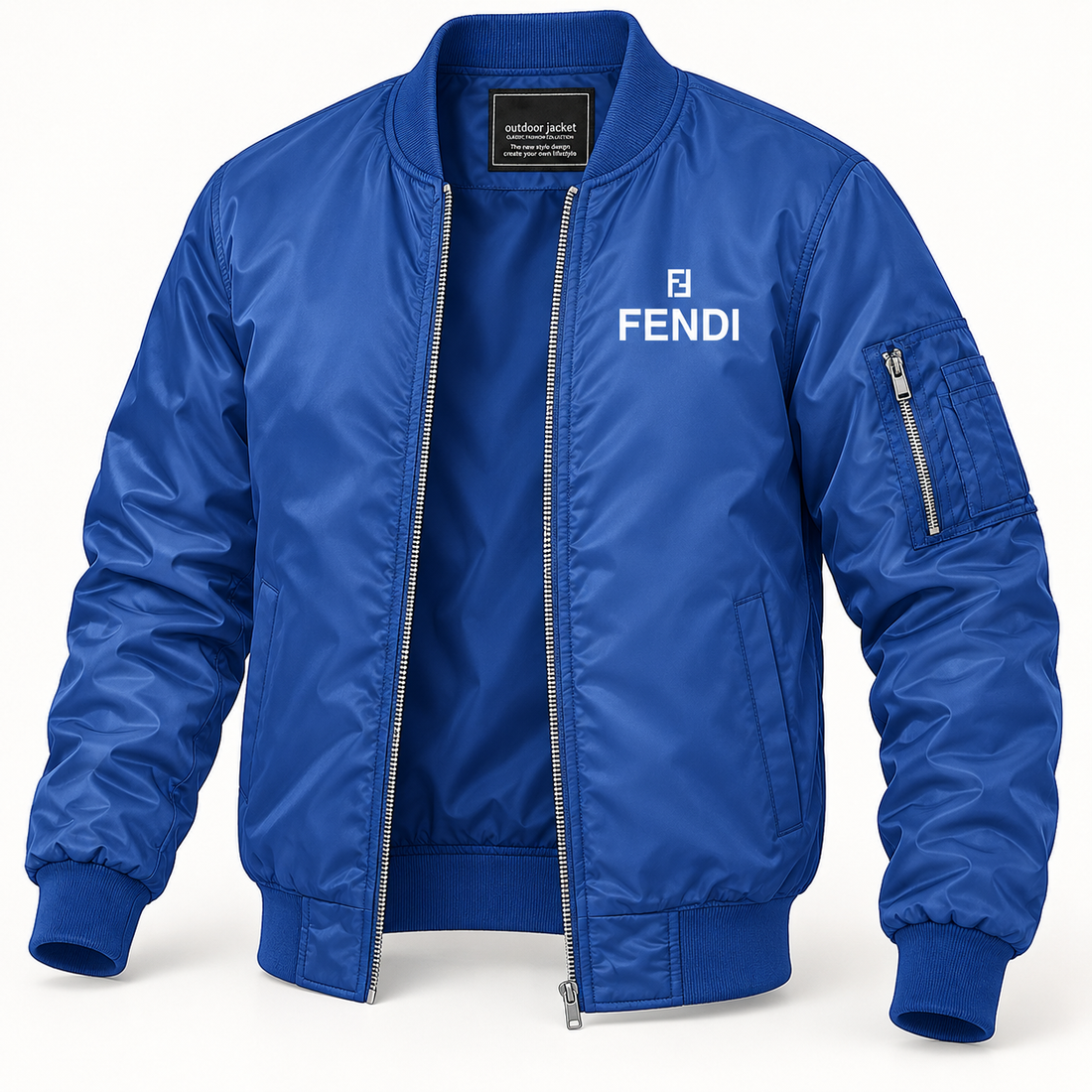 Men's Fendi Lightweight Bomber Jacket | Color: Royal Blue | Image 5