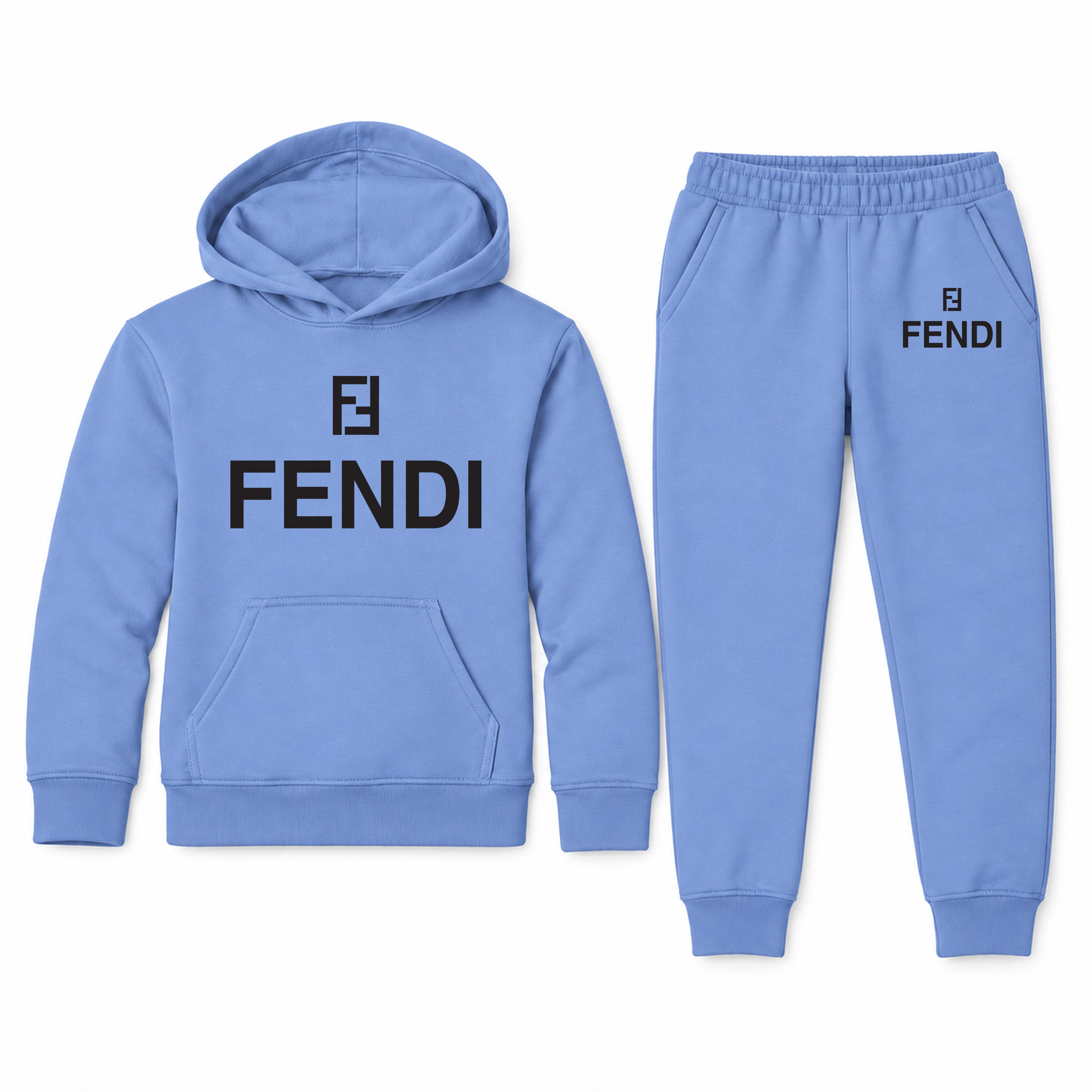 Fendi Youth Hoodie Jogger Set | Carolina Blue | Youth Large, ages 10–12