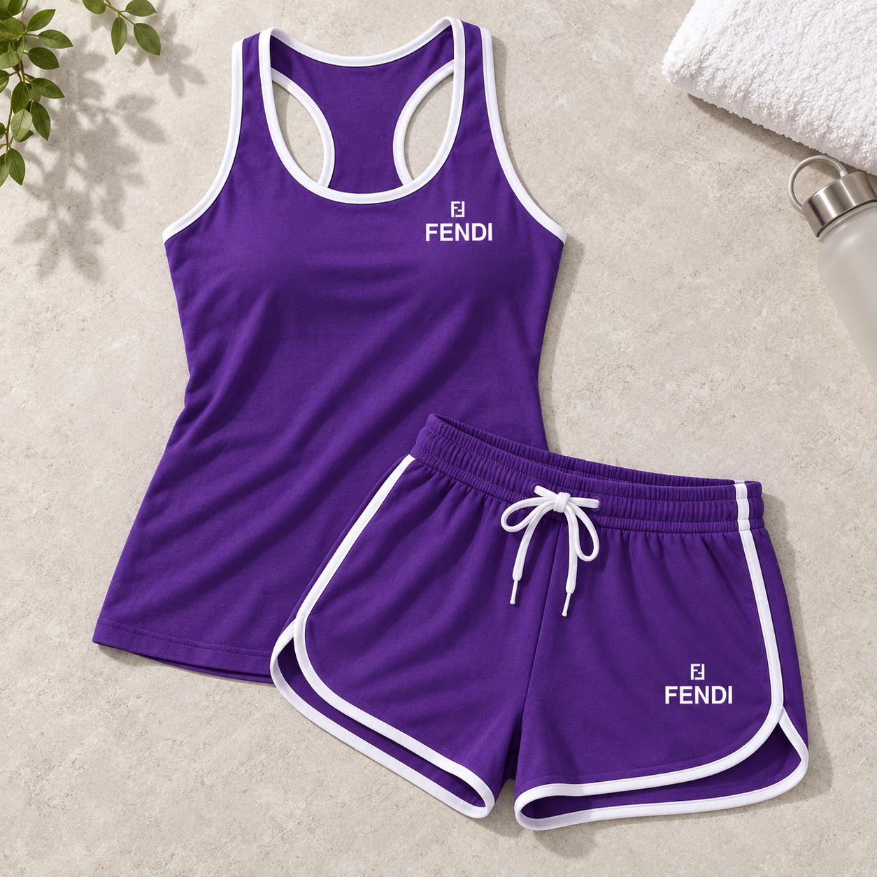 Women’s Fendi Tanktop and Shorts Set in Purple — detail view