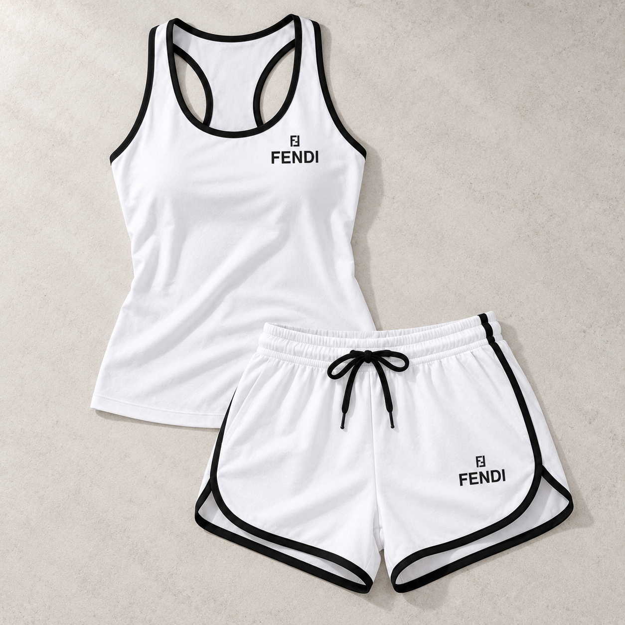 Women’s Fendi Tanktop and Shorts Set in White — detail view