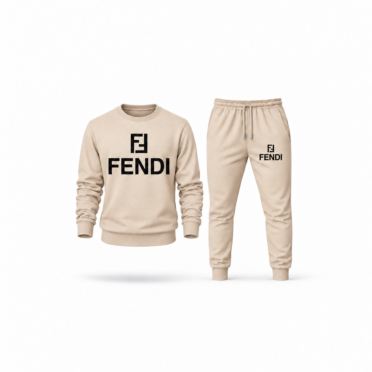Men's Fendi Sweatshirt Joggers Set | Color: Tan | Main
