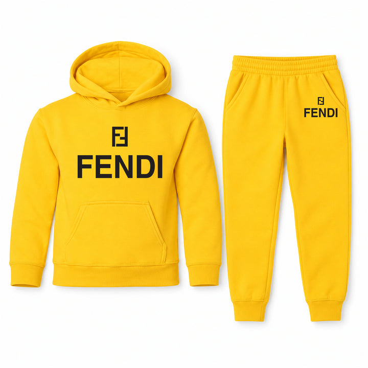 Fendi Youth Hoodie Jogger Set | Yellow | Youth Large, ages 10–12