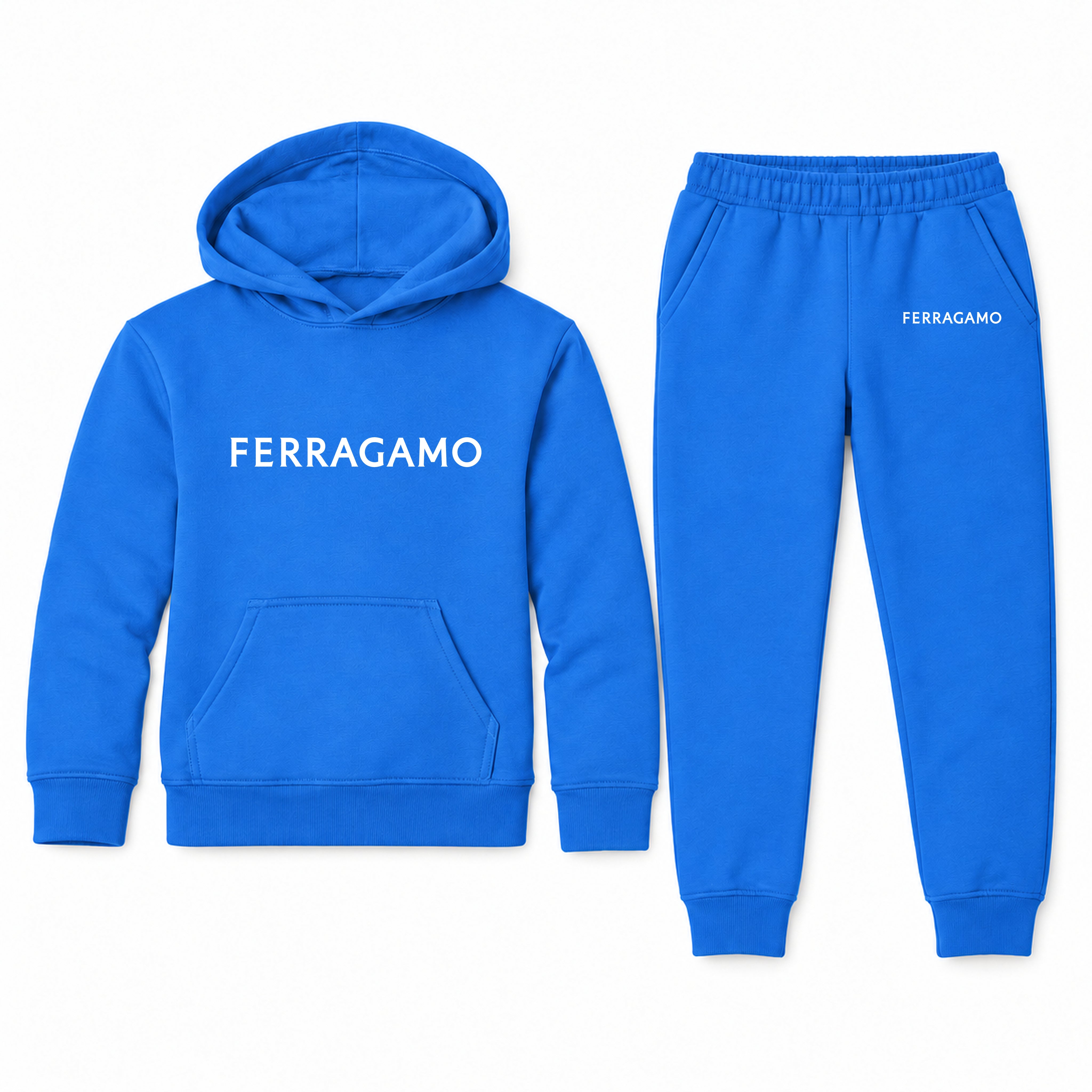 Ferragamo Youth Hoodie Jogger Set | Blue | Youth Large, ages 10–12