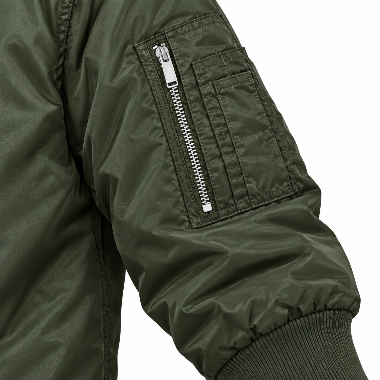 Men's Ferragamo Lightweight Bomber Jacket Windbreaker Softshell Varsity Jacket Coat | Color: Army Green | Image 4