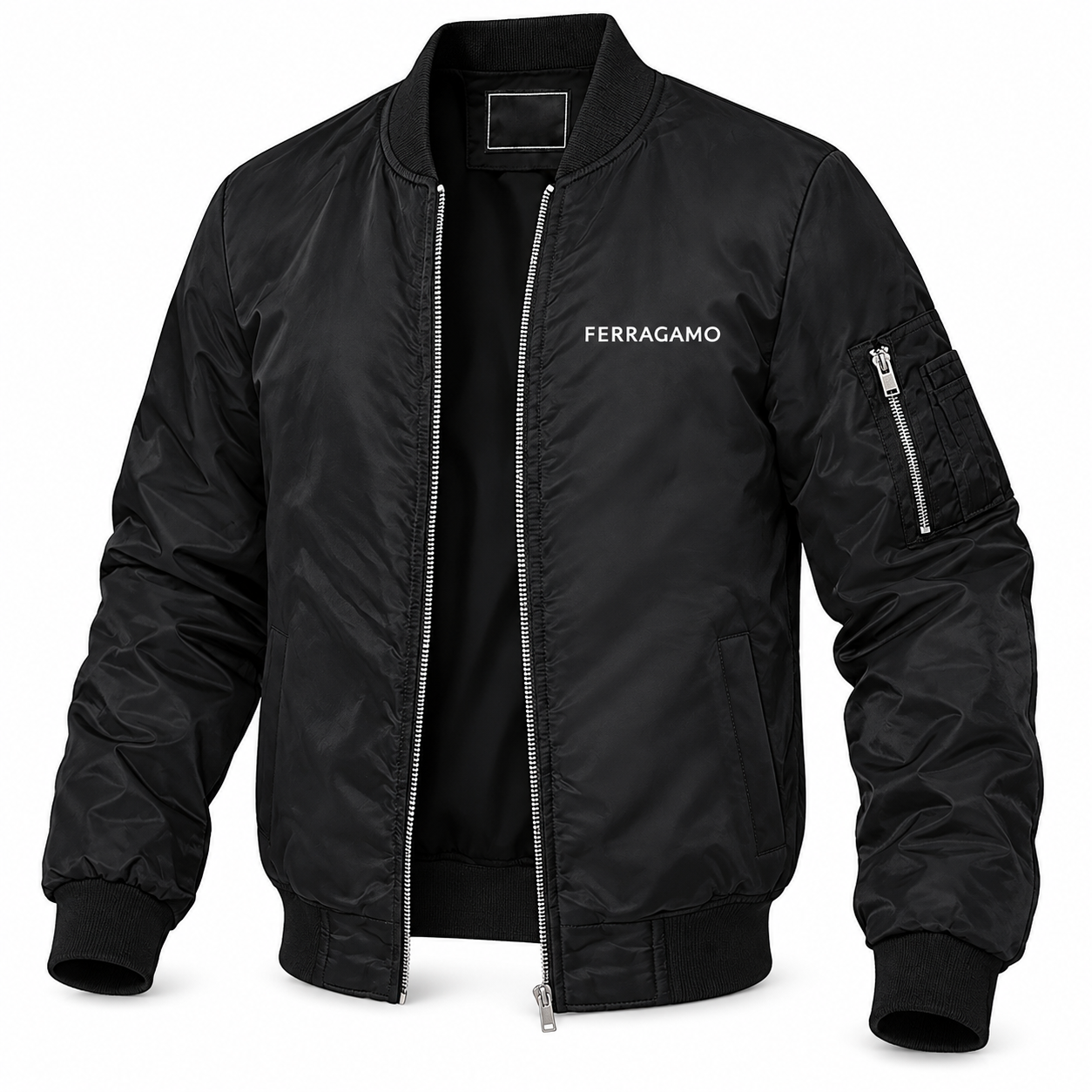 Men's Ferragamo Lightweight Bomber Jacket | Color: Black | Image 4