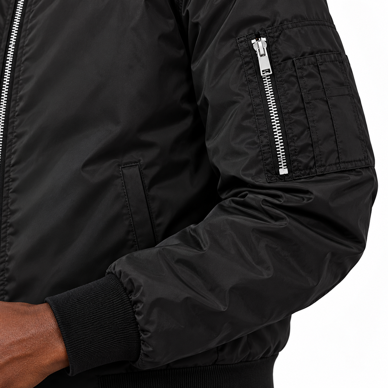 Men's Ferragamo Lightweight Bomber Jacket | Color: Black | Image 5