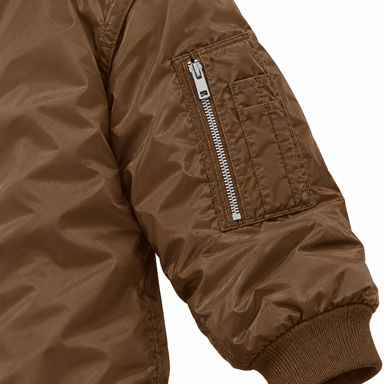 Men's Ferragamo Lightweight Bomber Jacket Windbreaker Softshell Varsity Jacket Coat | Color: Brown | Image 4