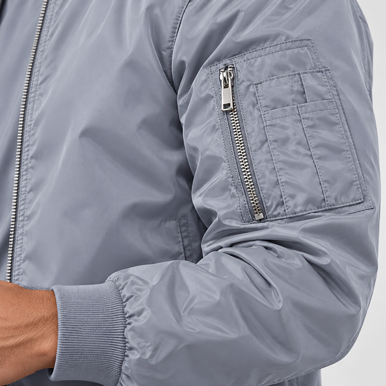 Men's Ferragamo Lightweight Bomber Jacket | Color: Grey | Image 5
