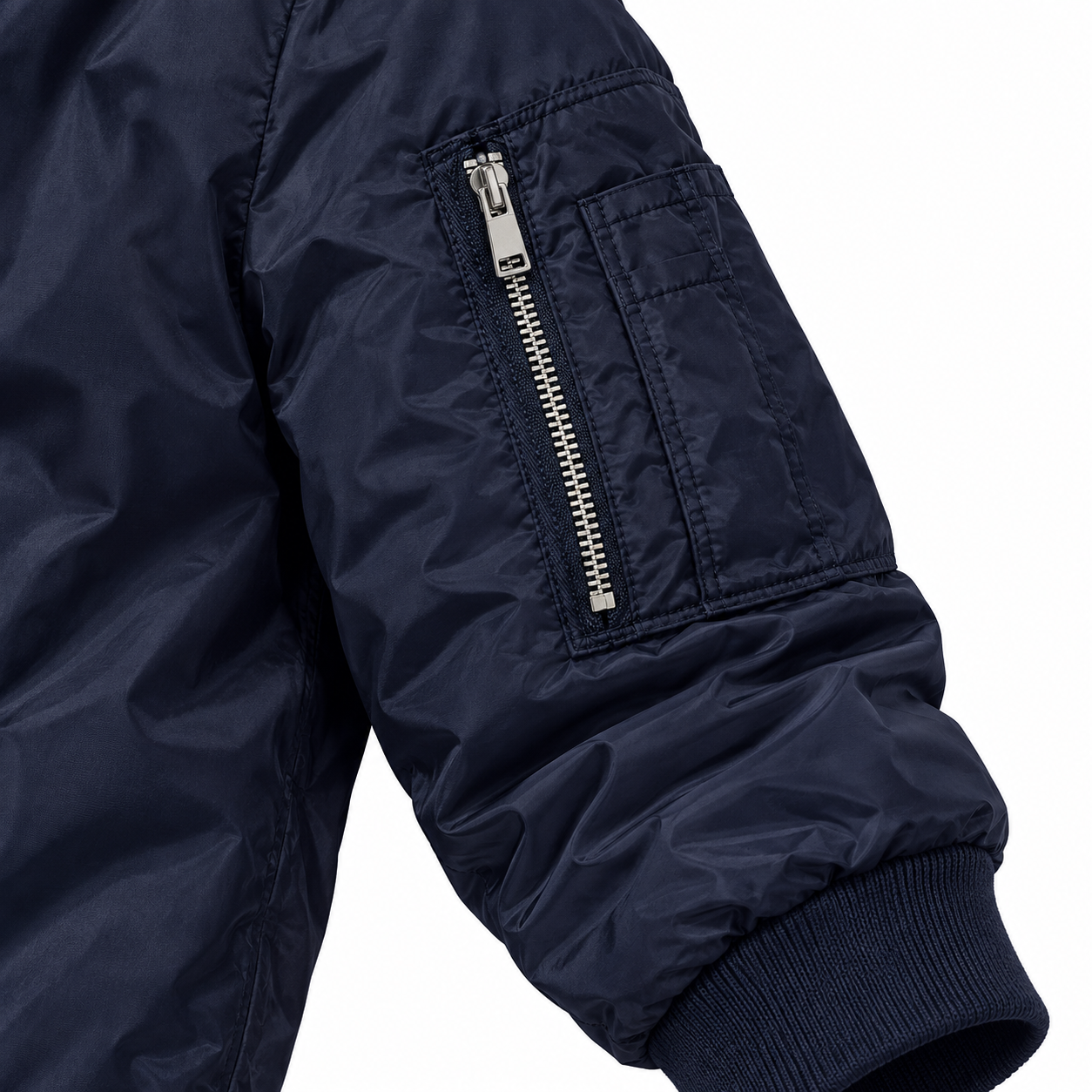 Men's Ferragamo Lightweight Bomber Jacket Windbreaker Softshell Varsity Jacket Coat | Color: Navy | Image 4