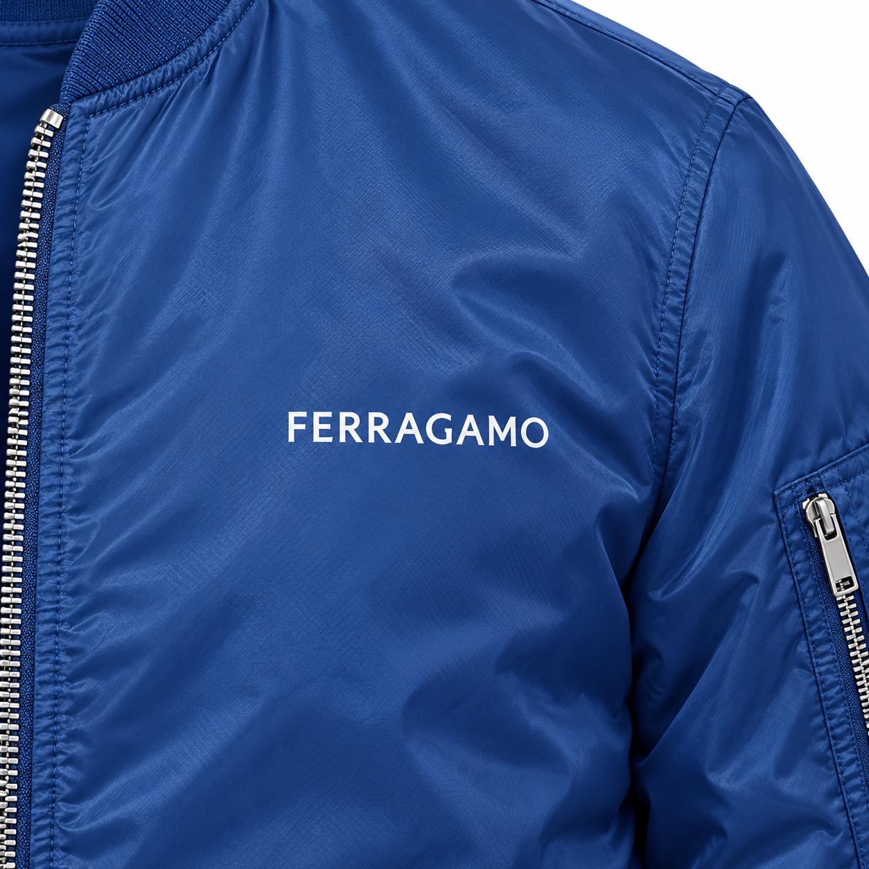 Men's Ferragamo Lightweight Bomber Jacket | Color: Royal Blue | Image 3