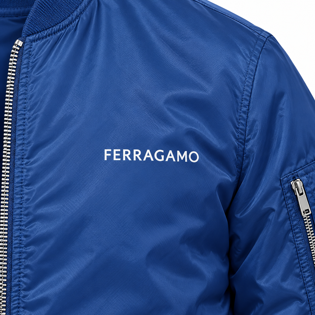 Men's Ferragamo Lightweight Bomber Jacket | Color: Royal Blue | Image 3