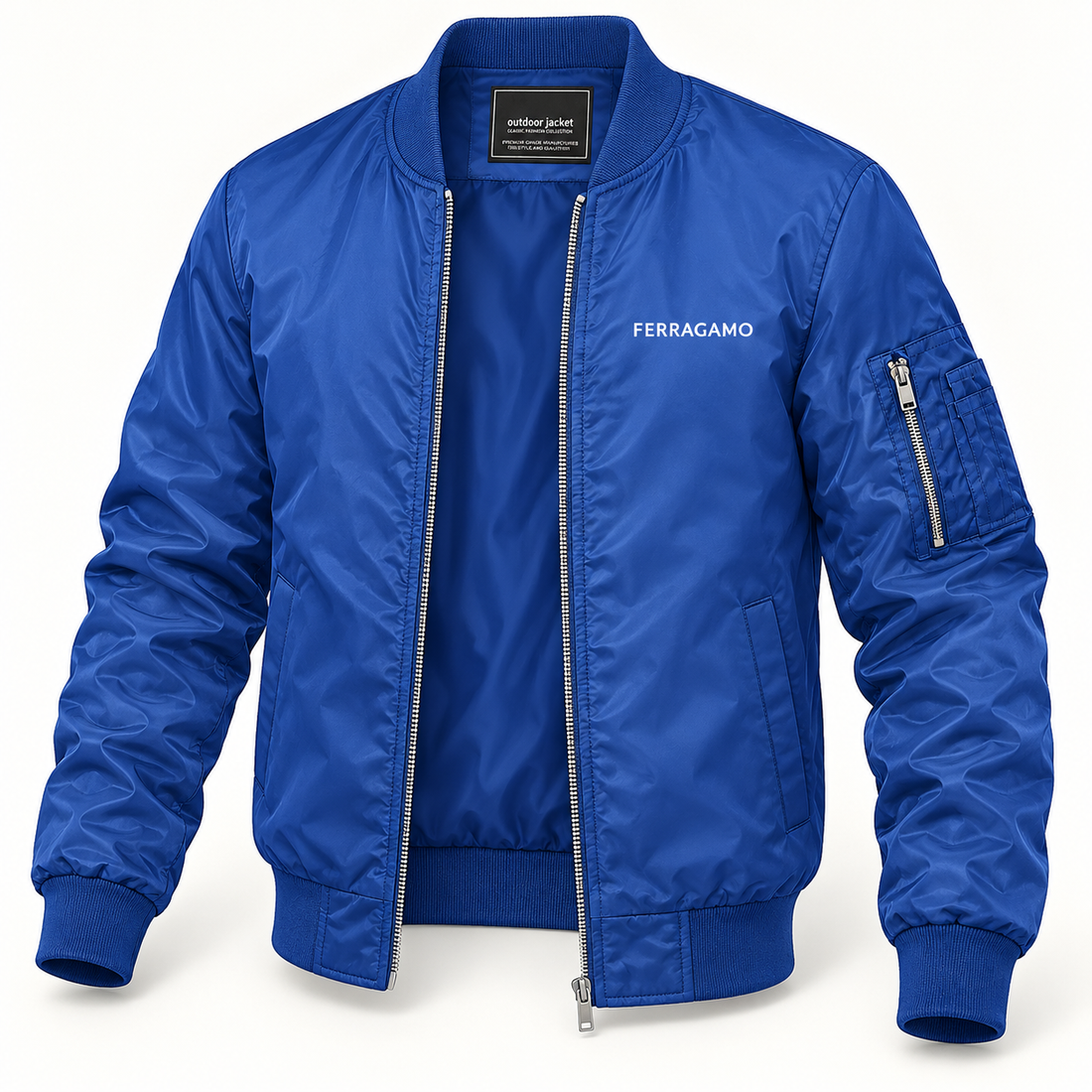 Men's Ferragamo Lightweight Bomber Jacket | Color: Royal Blue | Image 5