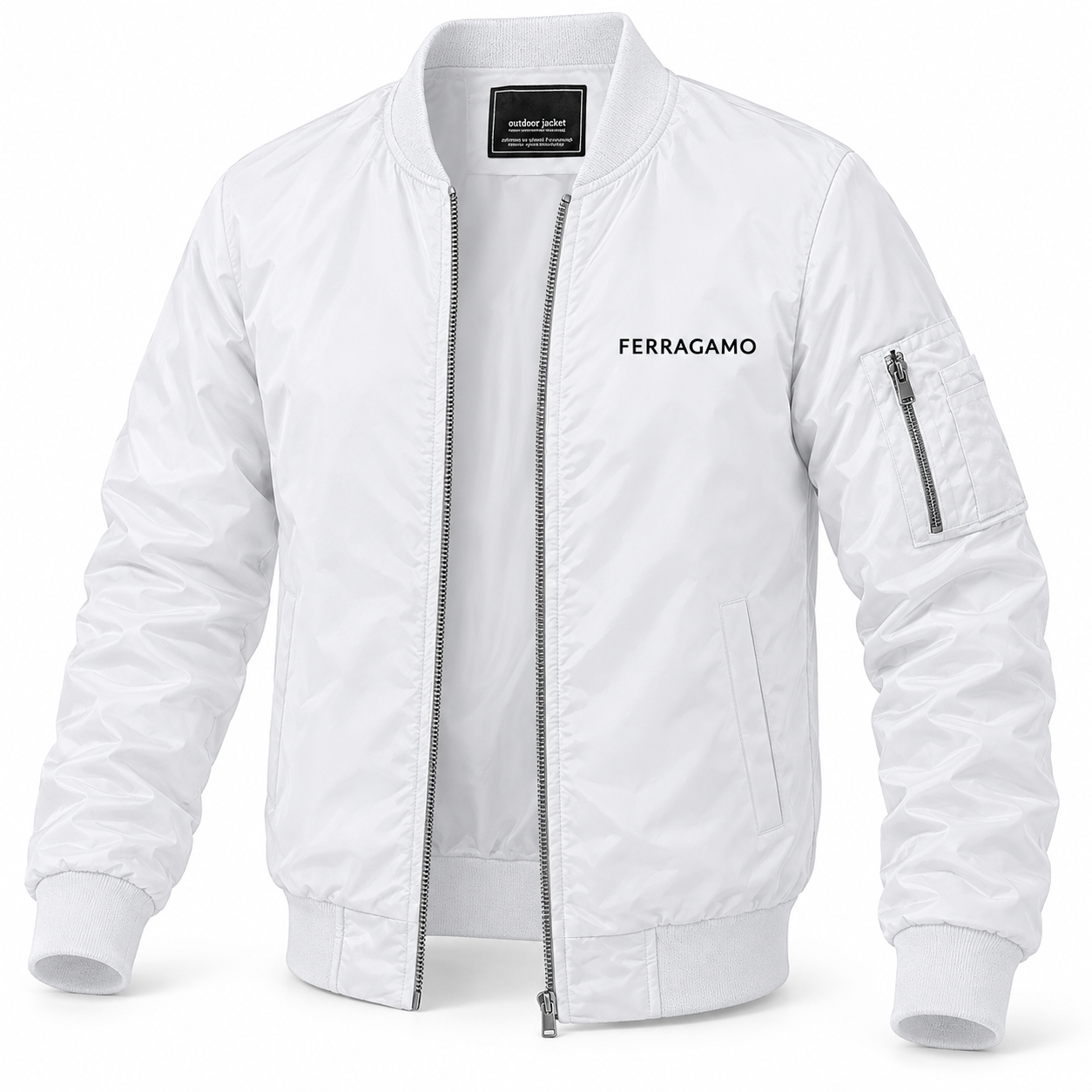 Men's Ferragamo Lightweight Bomber Jacket | Color: White | Image 4