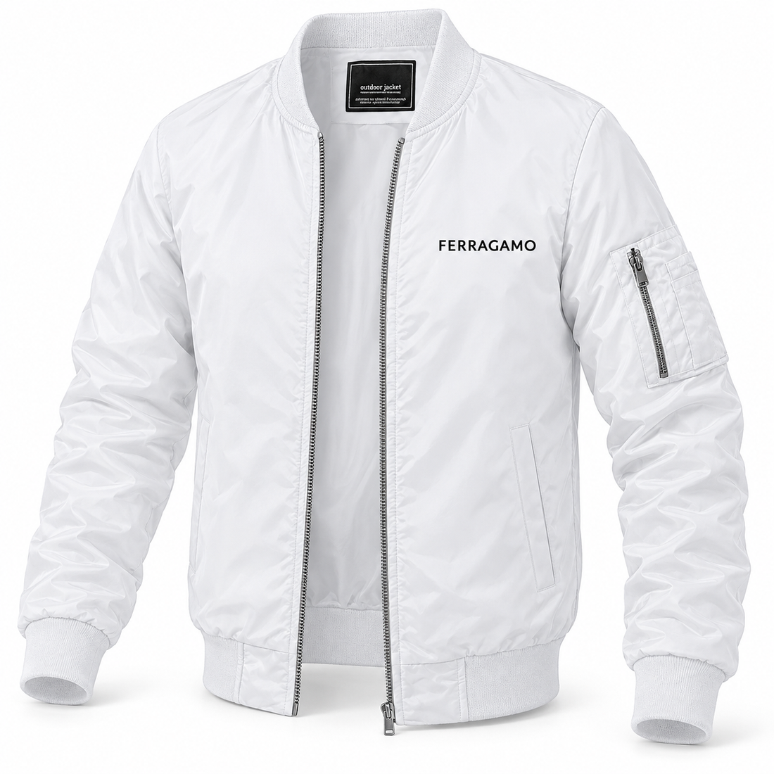 Men's Ferragamo Lightweight Bomber Jacket | Color: White | Image 4
