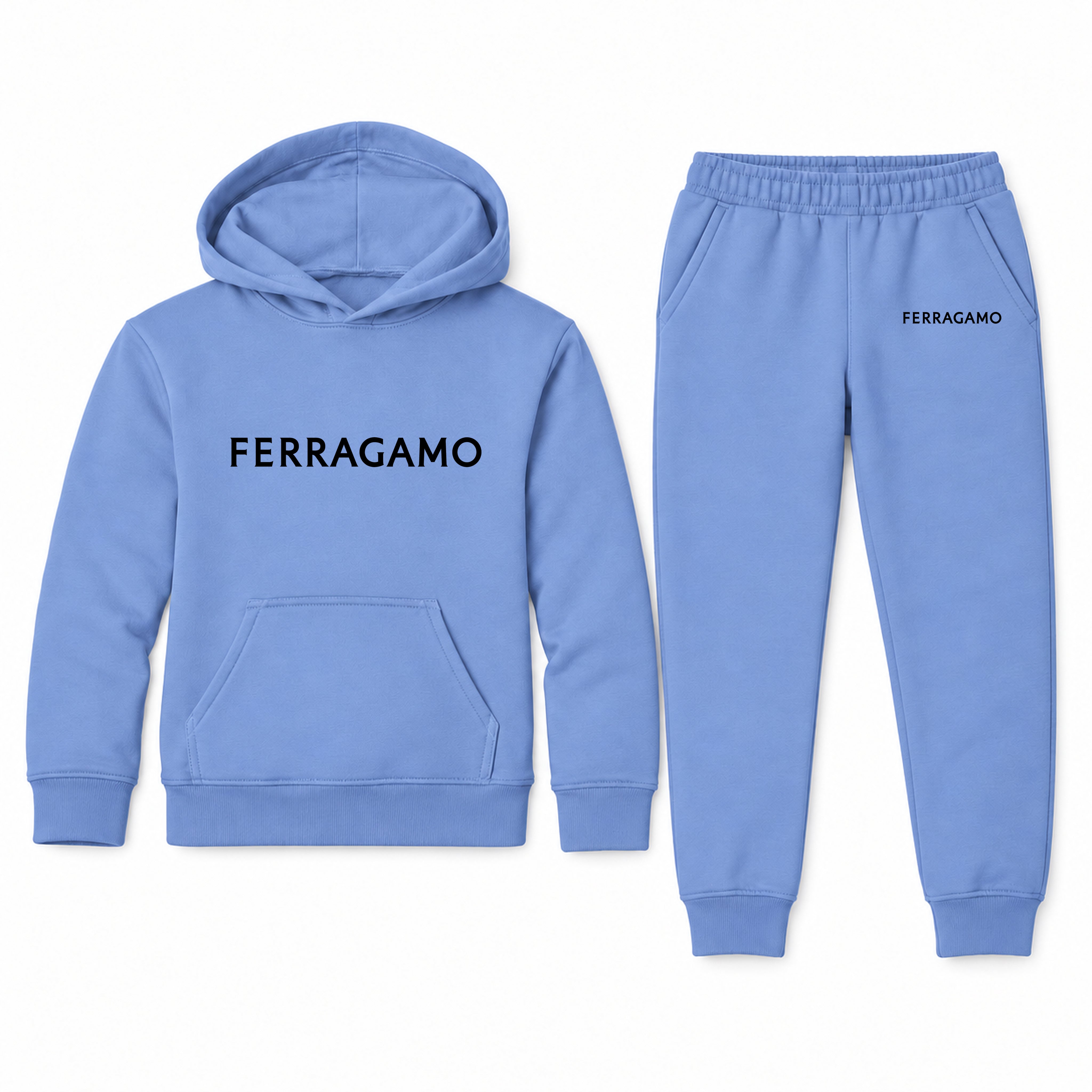 Ferragamo Youth Hoodie Jogger Set | Carolina Blue | Youth Large, ages 10–12