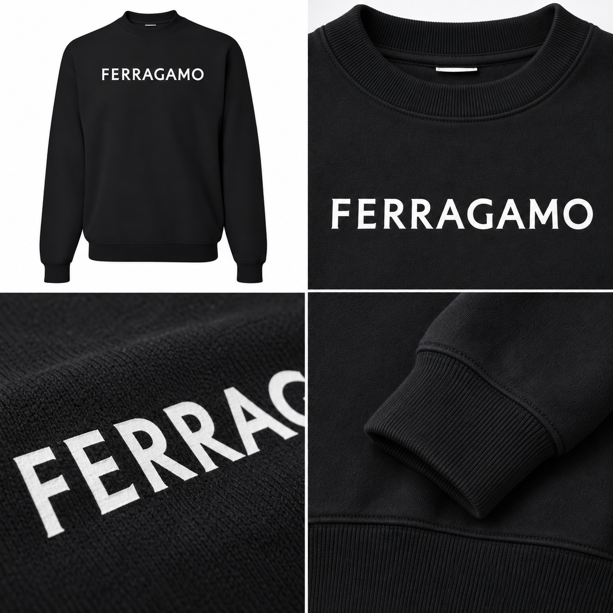 Men's Ferragamo Crewneck Sweatshirt - Black - Image 3