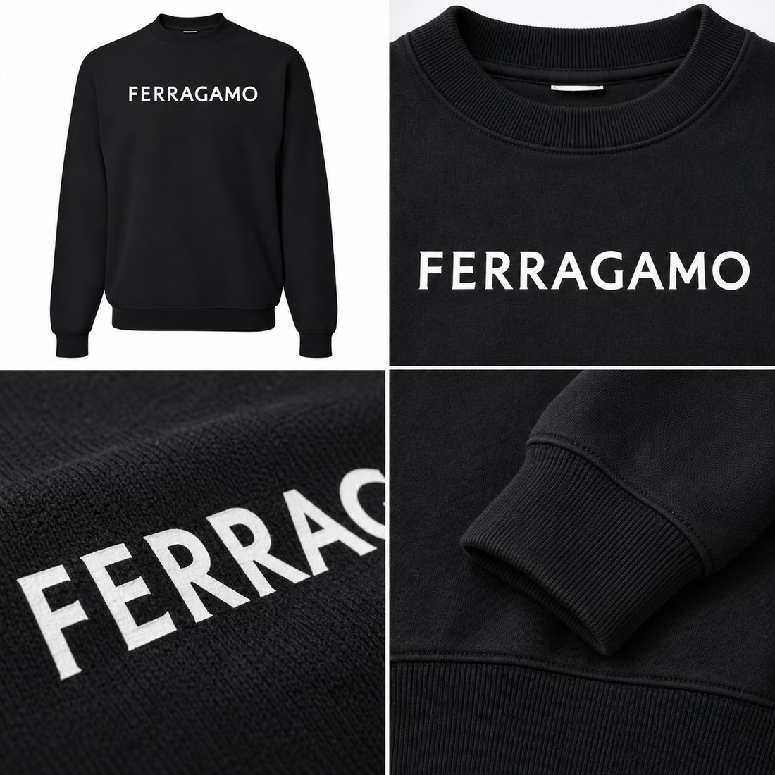 Men's Ferragamo Crewneck Sweatshirt - Black - Image 3