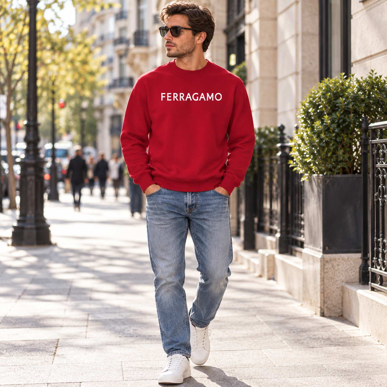 Men's Ferragamo Crewneck Sweatshirt - Red - Image 2