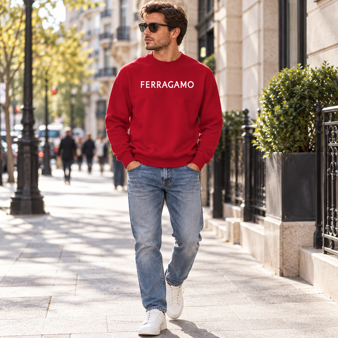 Men's Ferragamo Crewneck Sweatshirt - Red - Image 2