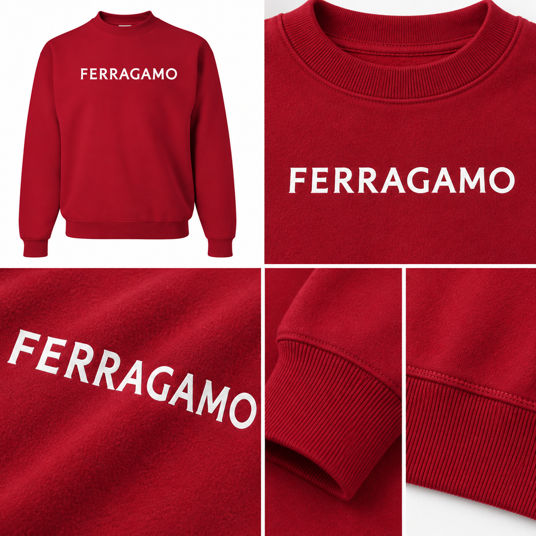 Men's Ferragamo Crewneck Sweatshirt - Red - Image 3